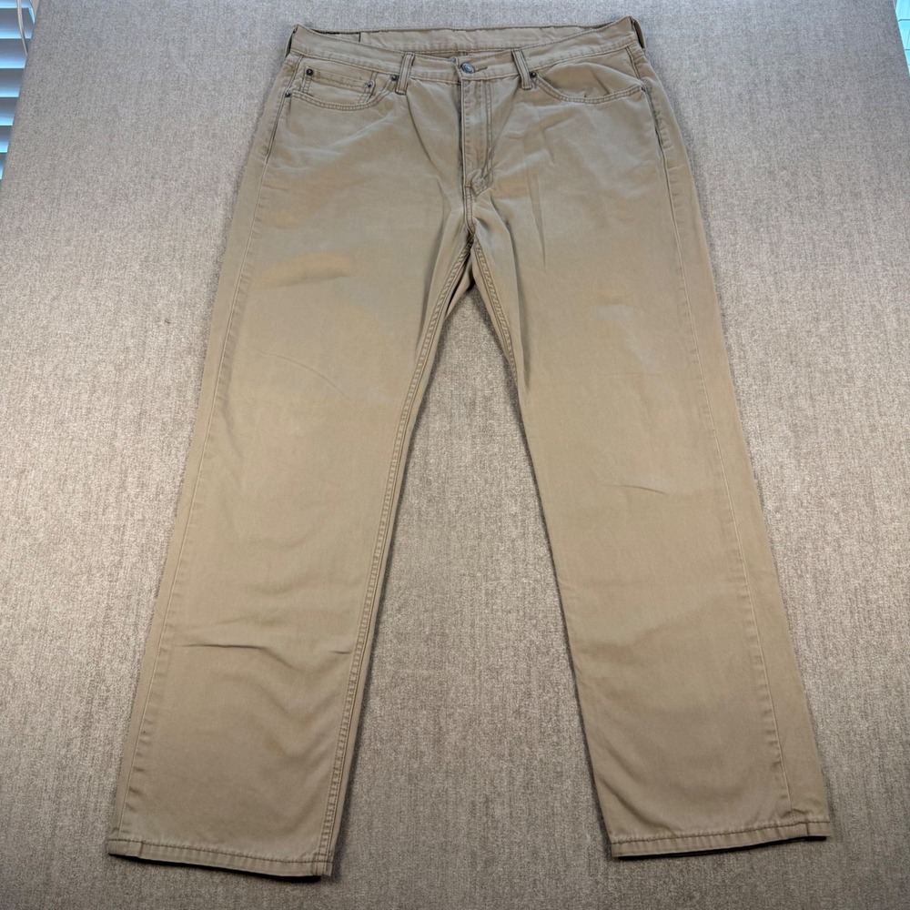 Levi's 514 Straight Fit Pants Mens 38x32 Khaki Tan Cotton Blend Casual Classic